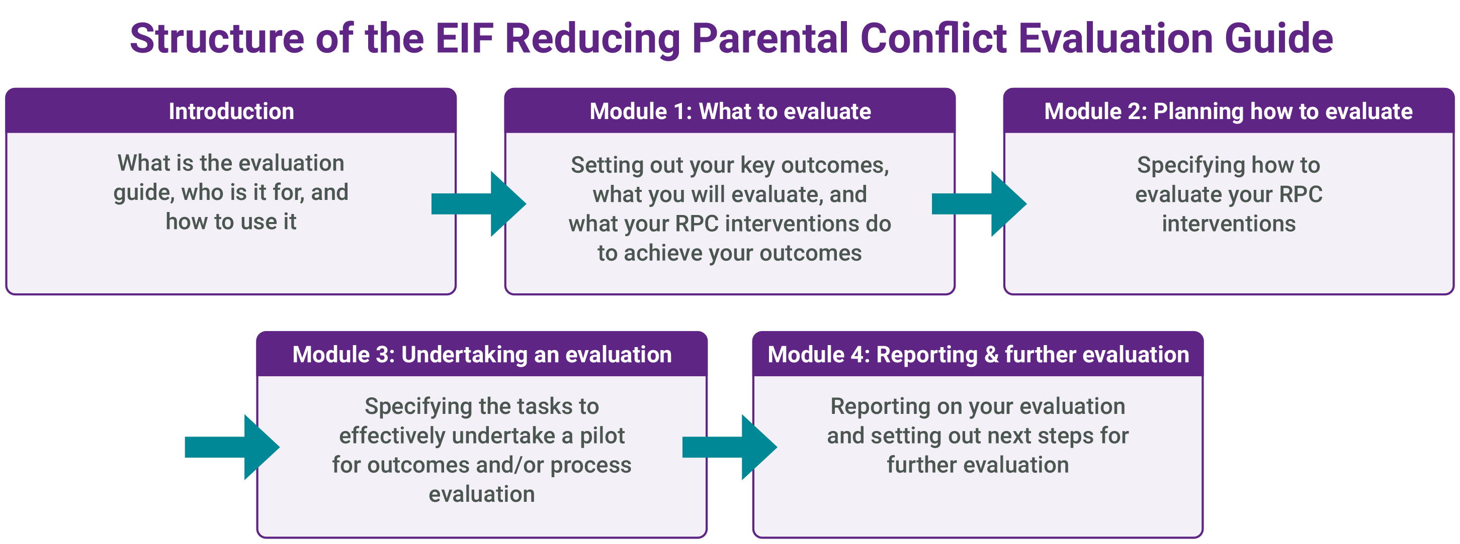 Structure of the EIF evaluation guide: introduction & four modules